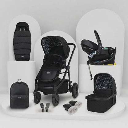 Cosatto Wow 3 Rotate & Recline Cozy Bundle Silhouette – Travel System with Carrycot, Acorn Recline i-Size Car Seat & Rotating Base Cosatto