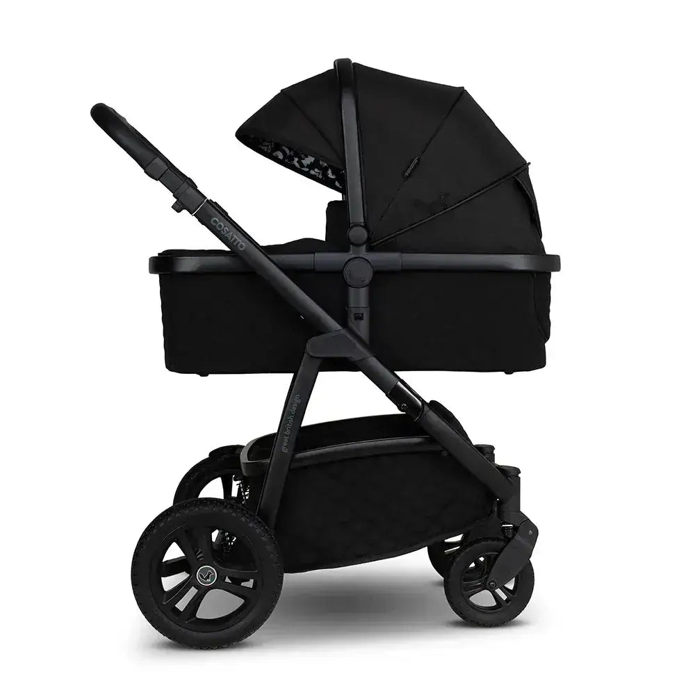 Cosatto Wow 3 Rotate & Recline Cozy Bundle Silhouette – Travel System with Carrycot, Acorn Recline i-Size Car Seat & Rotating Base Cosatto