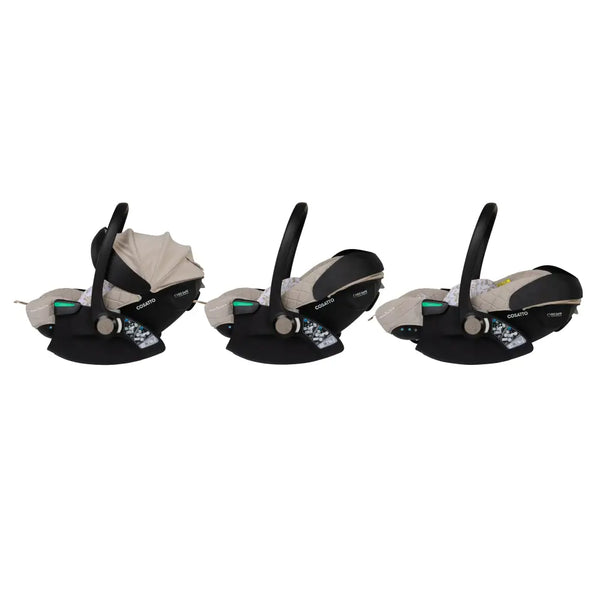 Cosatto Wow 3 Rotate & Recline Cozy Bundle Whisper – Travel System with Carrycot, Acorn Recline i-Size Car Seat & Rotating Base Cosatto