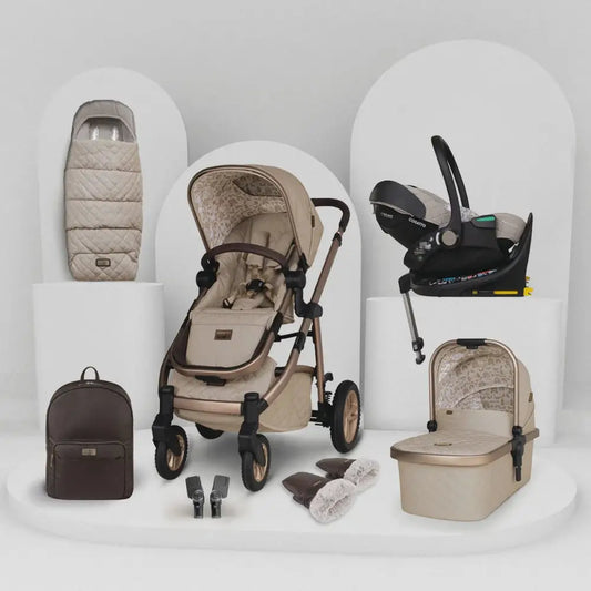 Cosatto Wow 3 Rotate & Recline Cozy Bundle Whisper – Travel System with Carrycot, Acorn Recline i-Size Car Seat & Rotating Base Cosatto