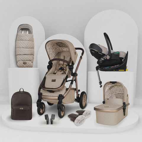 Cosatto Wow 3 Rotate & Recline Cozy Bundle Whisper – Travel System with Carrycot, Acorn Recline i-Size Car Seat & Rotating Base