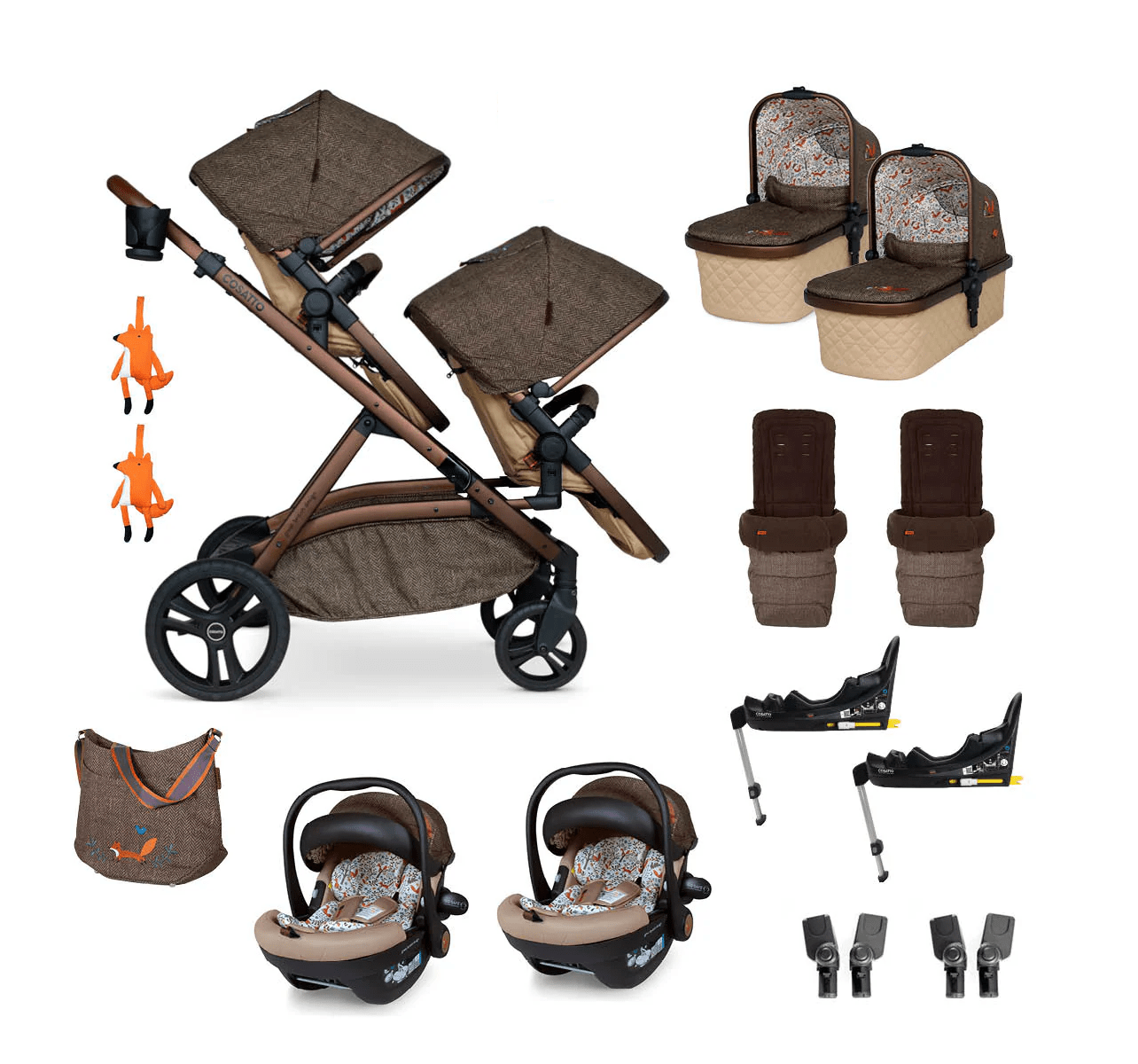 Cosatto Wow XL Twin Travel System Everything Bundle - Foxford Hall  Cosatto   