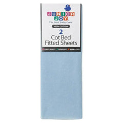 Cot Fitted Sheets 100% Cotton 2 Pack - Blue