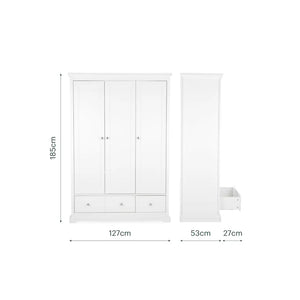 Cuddle Co Beaumont White Triple Wardrobe