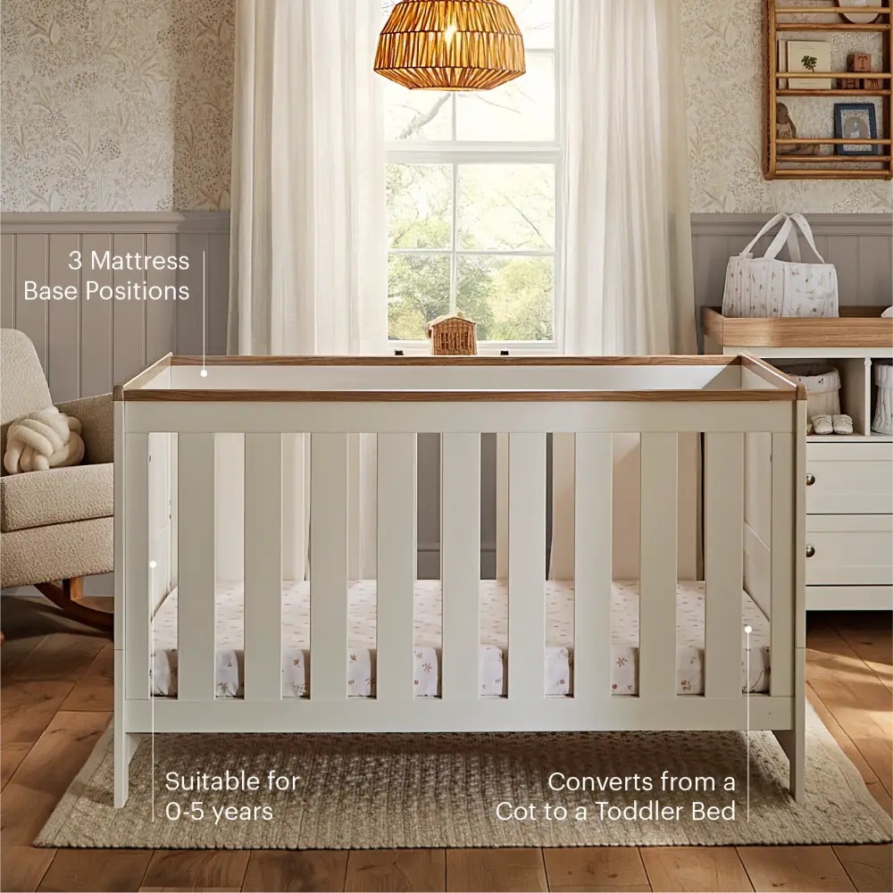 Cuddle Co Burford White & Oak Cot Bed
