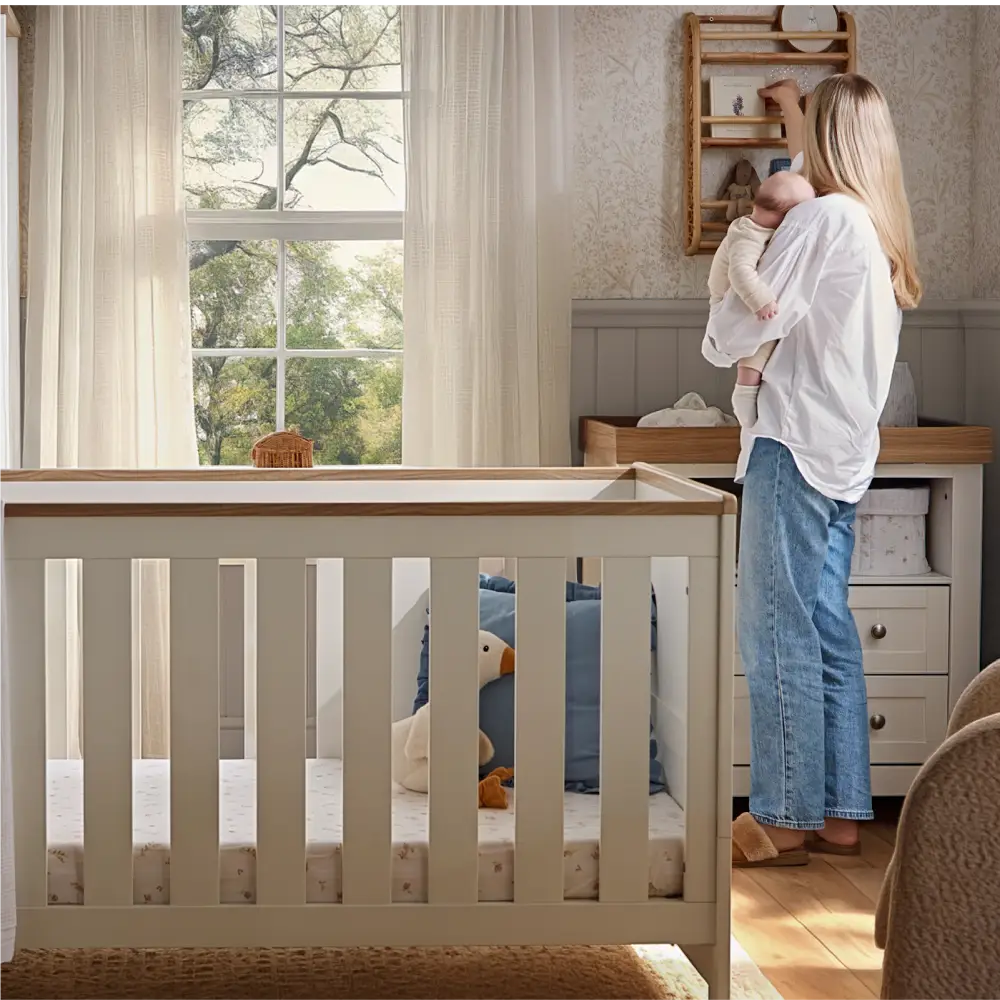 Cuddle Co Burford White & Oak Cot Bed