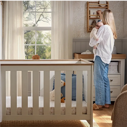 Cuddle Co Burford White & Oak Cot Bed