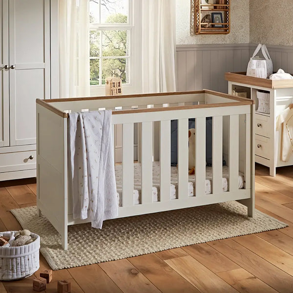 Cuddle Co Burford White & Oak Cot Bed