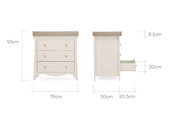 Cuddle Co Clara 3 Piece Nursery Furniture Set - Cashmere and Ash  Cuddle Co   