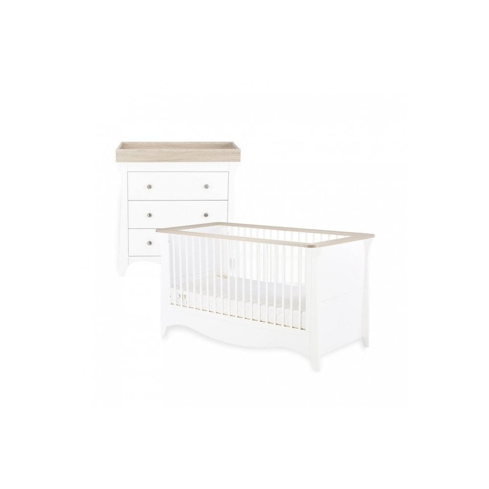 Cuddle Co Clara 2 Piece Nursery Furniture Set - White and Ash  Cuddle Co   