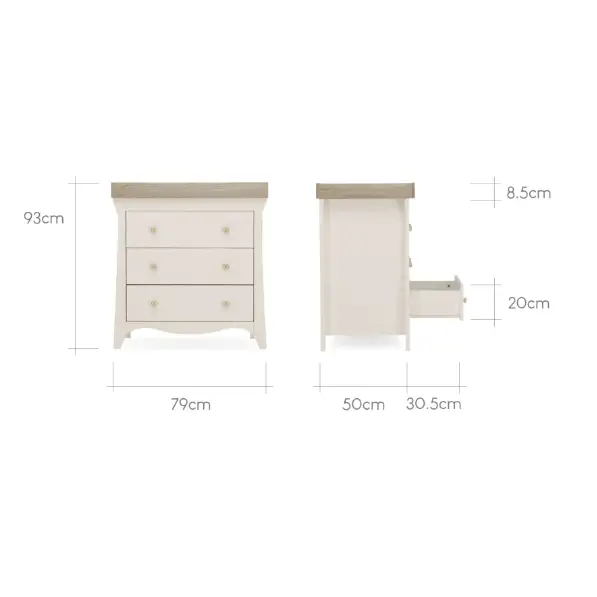 Cuddle Co Clara 3 Piece Nursery Furniture Set - Cashmere and Ash Cuddle Co