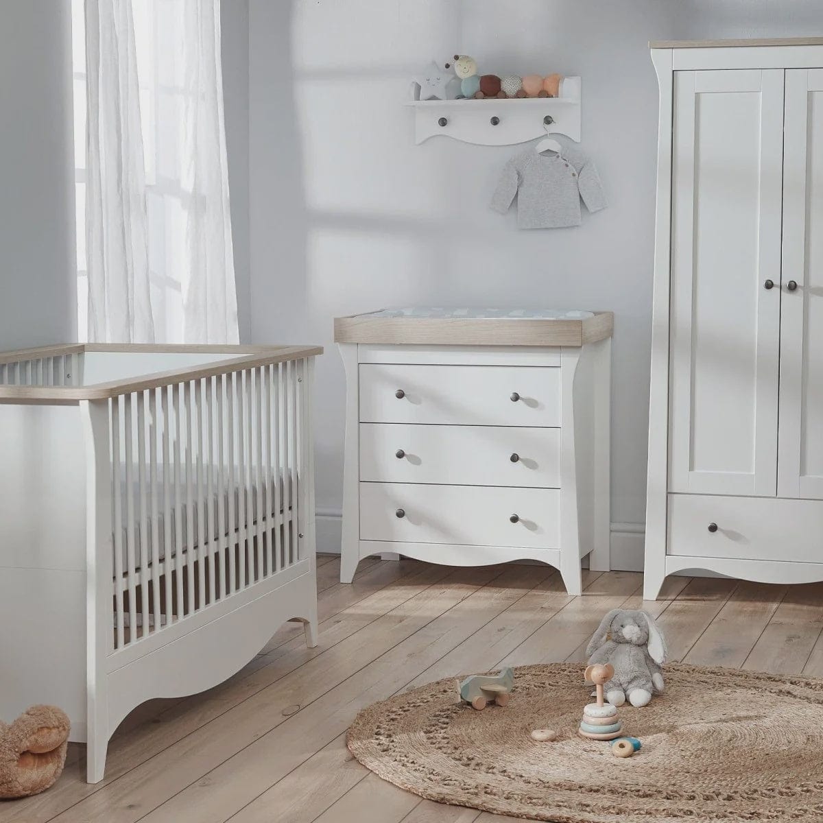 Cuddle Co Clara 3 piece Nursery Furniture Set in White Ash General Cuddle Co