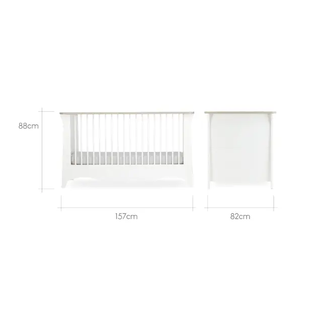 Cuddle Co Clara Cot Bed - White & Ash  Cuddle Co   