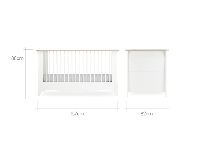 Cuddle Co Clara Cot Bed - White & Ash  Cuddle Co   