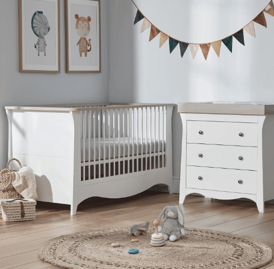 Cuddle Co Clara Cot Bed - White & Ash  Cuddle Co   