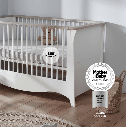 Cuddle Co Clara Cot Bed - White & Ash  Cuddle Co   