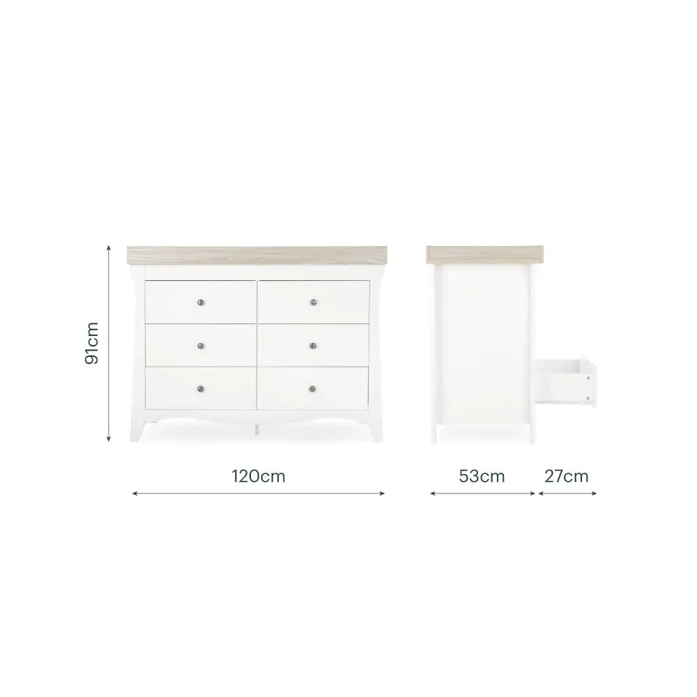 Cuddle Co Clara White & Ash Luxe 2 Piece Nursery Furniture Set