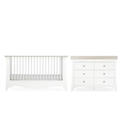 Cuddle Co Clara White & Ash Luxe 2 Piece Nursery Furniture Set