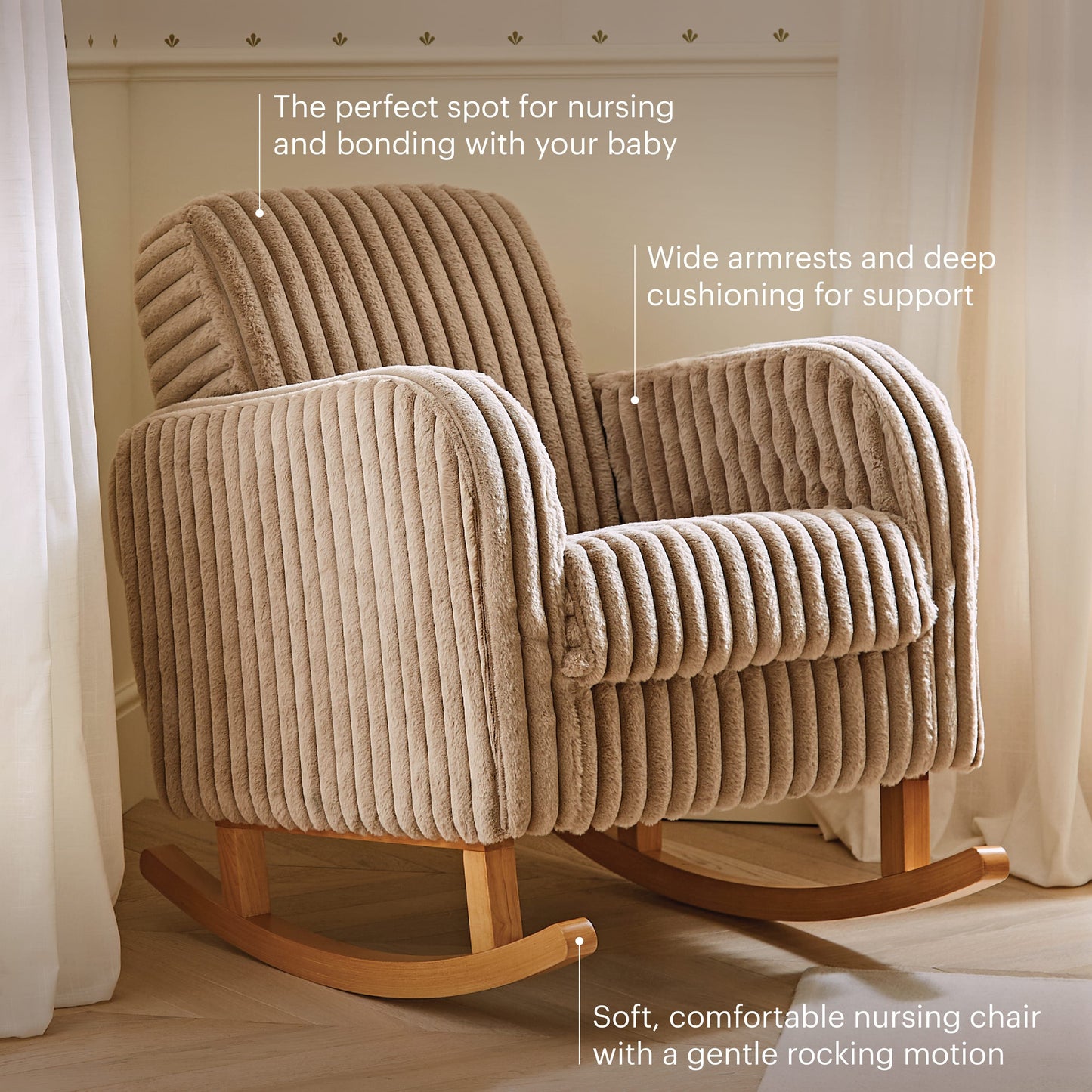 Cuddle Co Etta Faux Fur Nursing Chair - Mink Cuddle Co