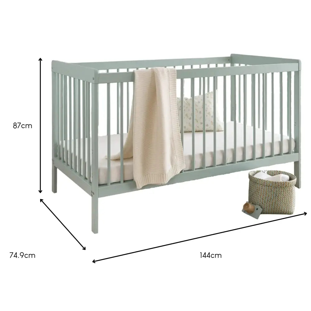 Cuddle Co Nola Cot Bed – Sage Green Cuddle Co