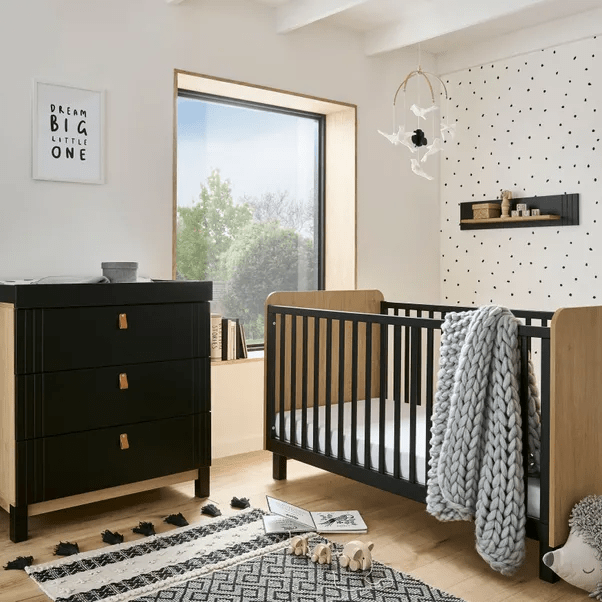 Cuddle Co Rafi 2 Piece Nursery Furniture Set - Oak & Black  Cuddle Co   