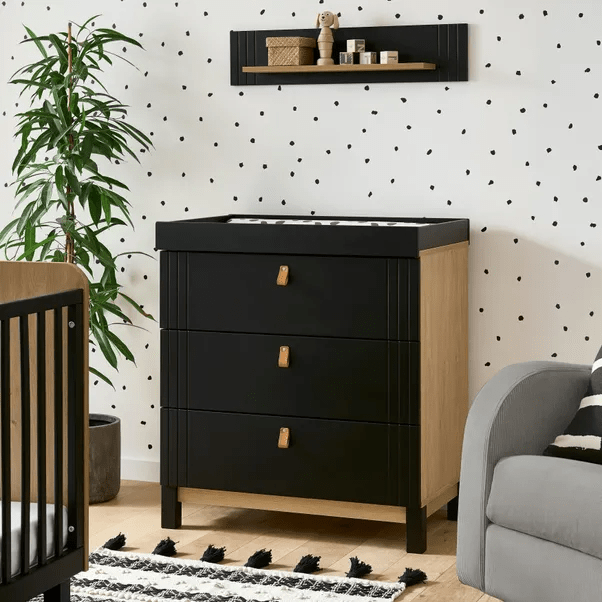 Cuddle Co Rafi 2 Piece Nursery Furniture Set - Oak & Black  Cuddle Co   