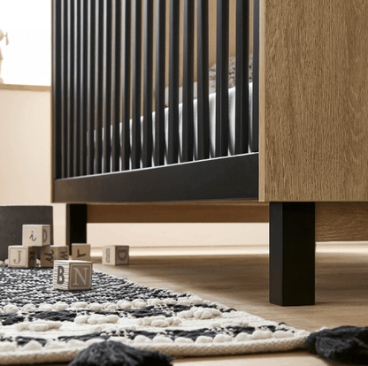 Cuddle Co Rafi 3 Piece Nursery Furniture Set - Oak & Black Cuddle Co