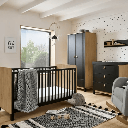 Cuddle Co Rafi 3 Piece Nursery Furniture Set - Oak & Black  Cuddle Co   