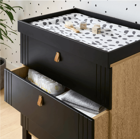 Cuddle Co Rafi 3 Piece Nursery Furniture Set - Oak & Black  Cuddle Co   