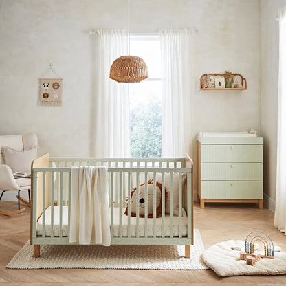 Cuddle Co Remi 2 Piece Nursery Furniture Set - Oak & Green Cuddle Co