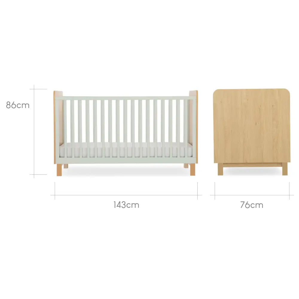 Cuddle Co Remi 2 Piece Nursery Furniture Set - Oak & Green Cuddle Co
