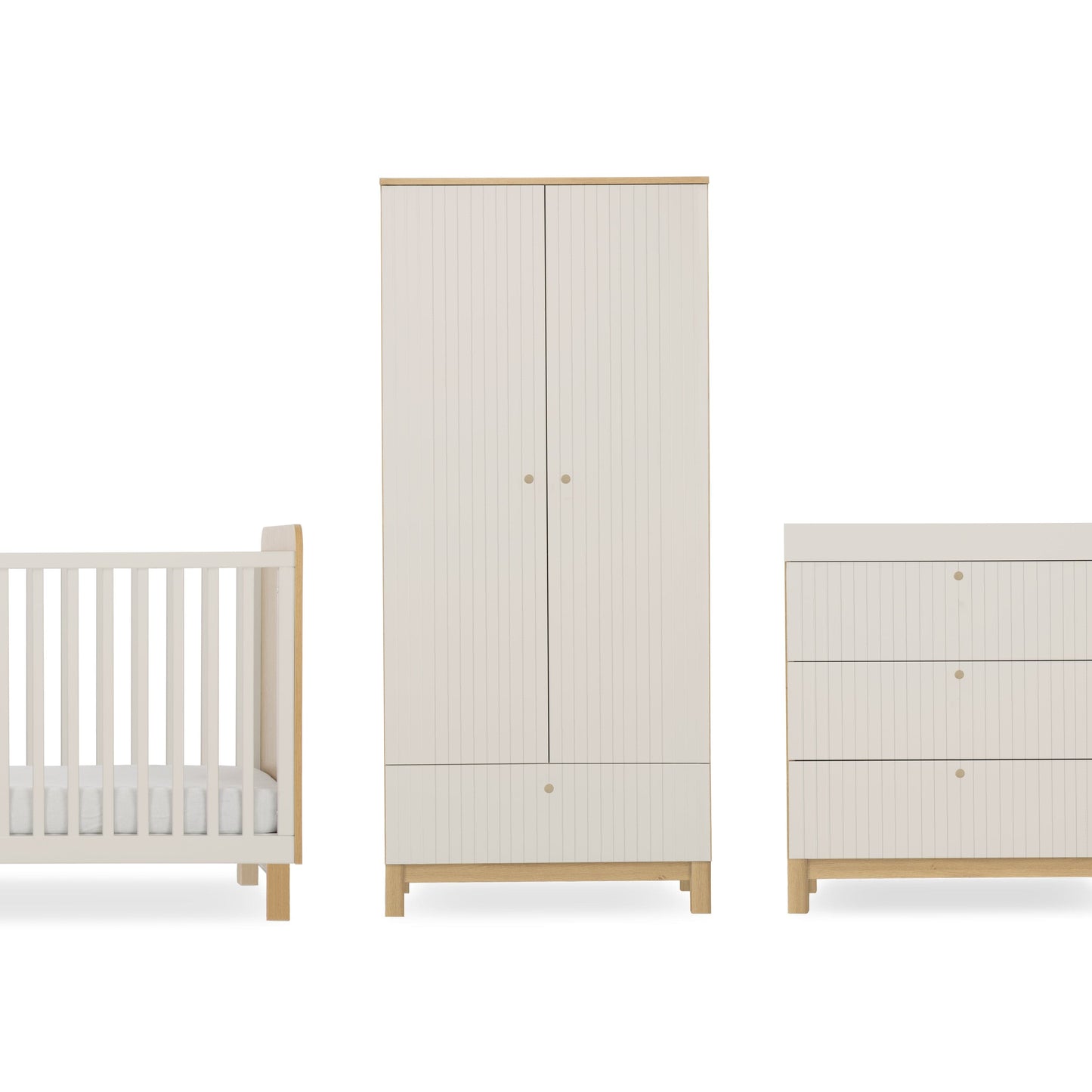 Cuddle Co Remi 3 Piece Nursery Furniture Set - Oak & Cashmere Cuddle Co