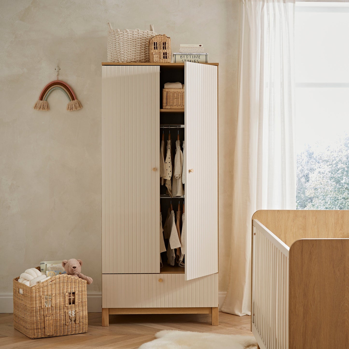 Cuddle Co Remi 3 Piece Nursery Furniture Set - Oak & Cashmere Cuddle Co