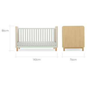 Cuddle Co Remi 3 Piece Nursery Furniture Set - Oak & Green Cuddle Co