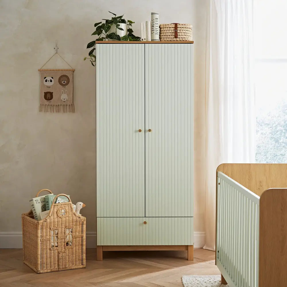 Cuddle Co Remi 3 Piece Nursery Furniture Set - Oak & Green Cuddle Co