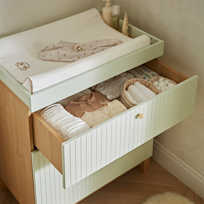 Cuddle Co Remi 3 Piece Nursery Furniture Set - Oak & Green Cuddle Co
