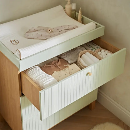 Cuddle Co Remi 3 Piece Nursery Furniture Set - Oak & Green Cuddle Co
