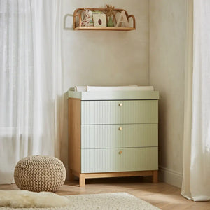 Cuddle Co Remi 3 Piece Nursery Furniture Set - Oak & Green Cuddle Co