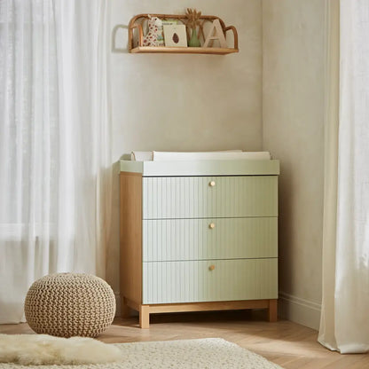 Cuddle Co Remi 3 Piece Nursery Furniture Set - Oak & Green Cuddle Co