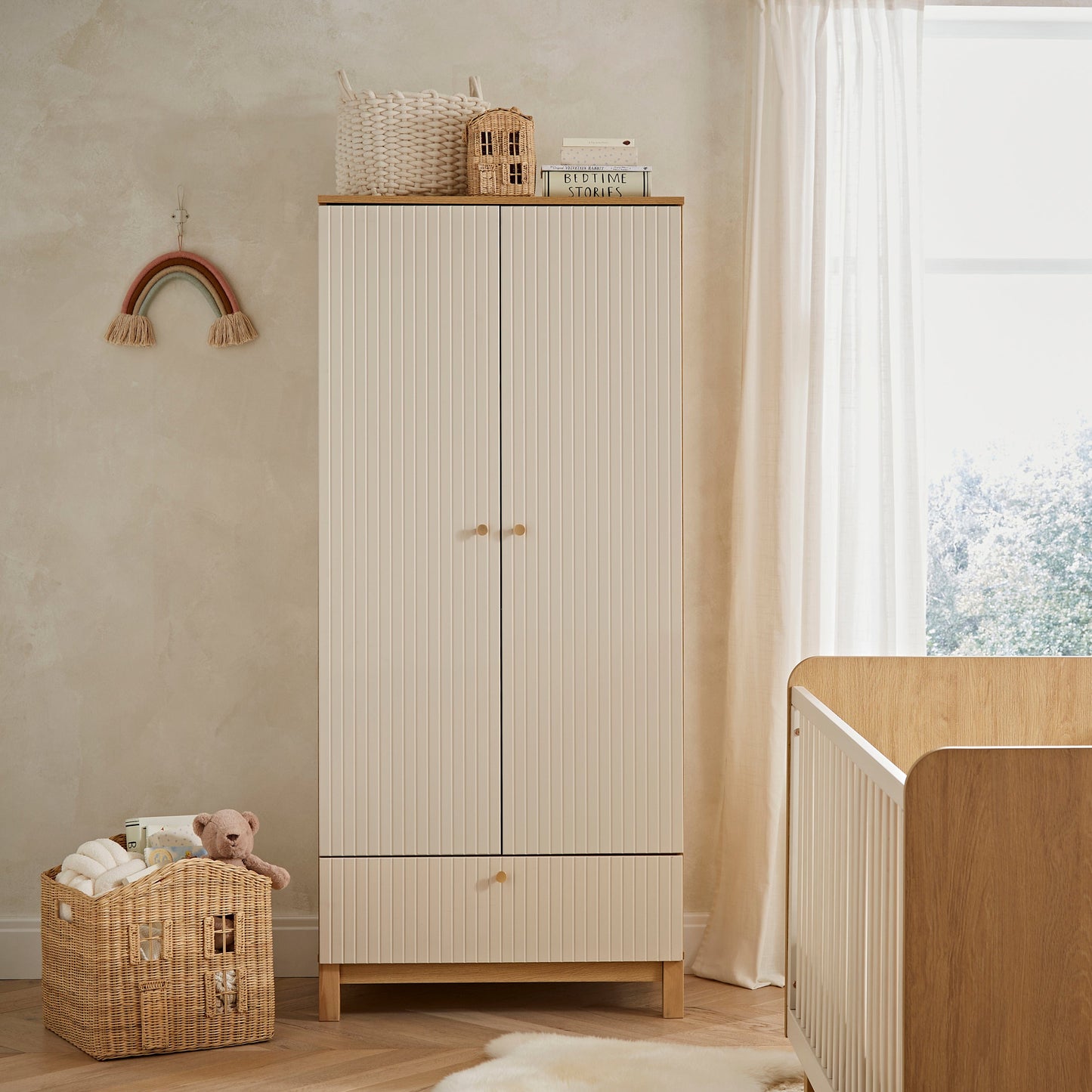 Cuddle Co Remi 3 Piece Nursery Furniture Set - Oak & Green Cuddle Co