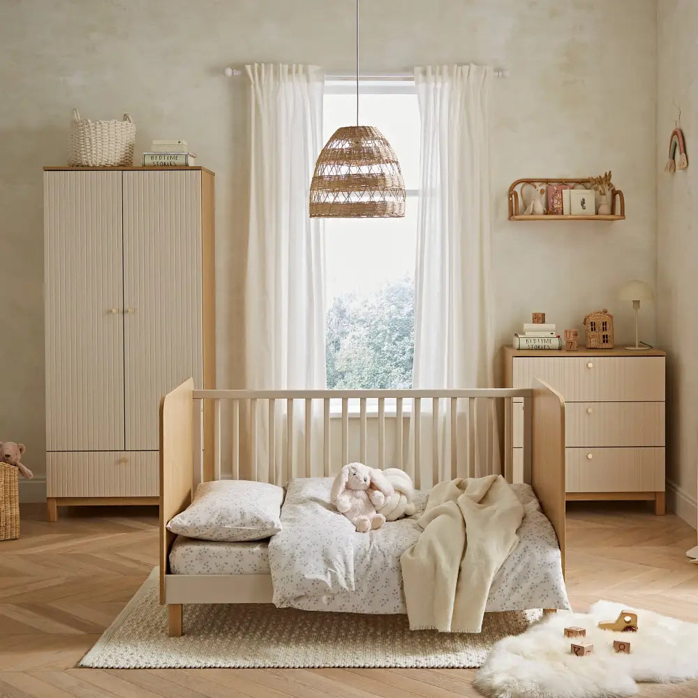 Cuddle Co Remi 3 Piece Nursery Furniture Set - Oak & Green Cuddle Co