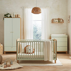 Cuddle Co Remi 3 Piece Nursery Furniture Set - Oak & Green