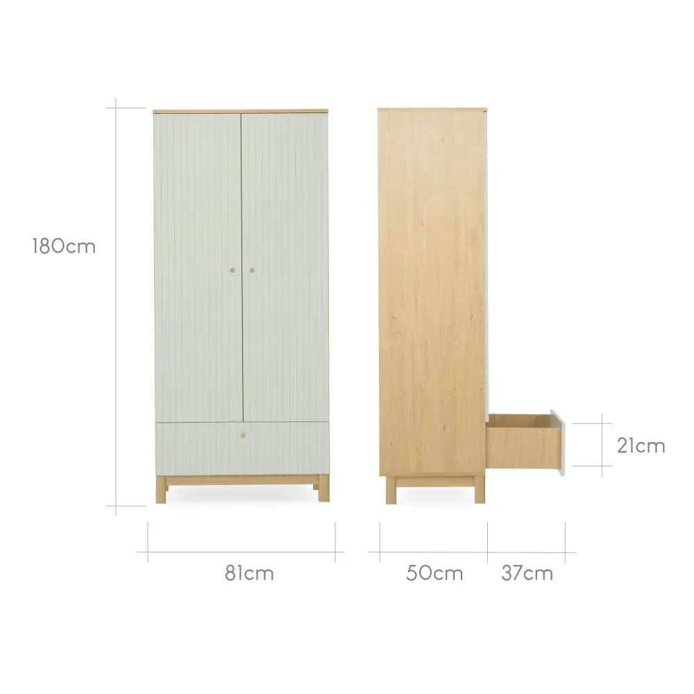 Cuddle Co Remi 3 Piece Nursery Furniture Set - Oak & Green Cuddle Co