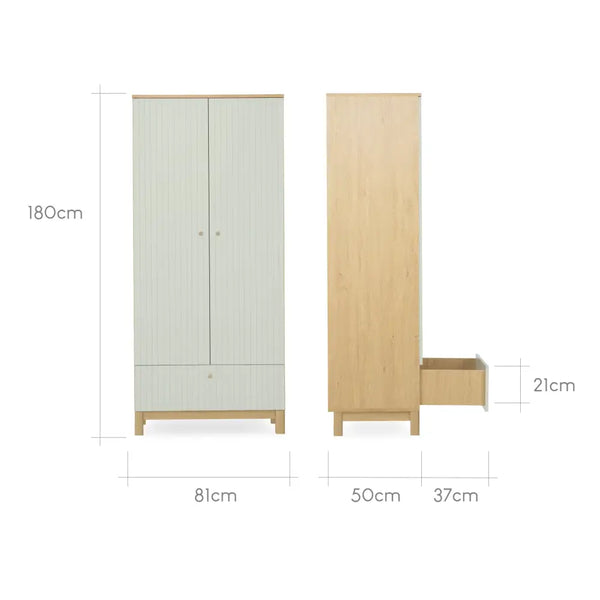 Cuddle Co Remi 3 Piece Nursery Furniture Set - Oak & Green Cuddle Co