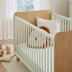 Cuddle Co Remi Cot Bed - Oak & Green Cuddle Co
