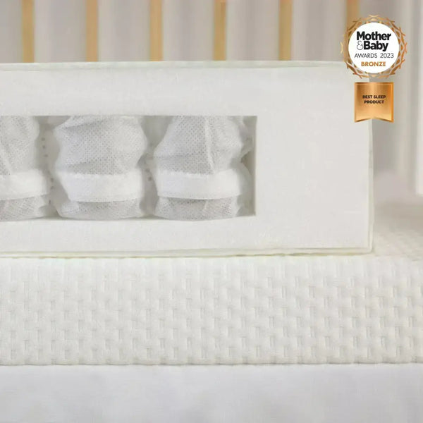 Cuddle Co Remi Cot Bed - Oak & Green Cuddle Co Signature Hypo-Allergenic Bamboo Pocket Sprung Cot Bed Mattress 140 x 70cm