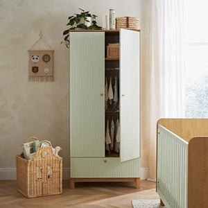 Cuddle Co Remi Wardrobe - Oak & Green Cuddle Co