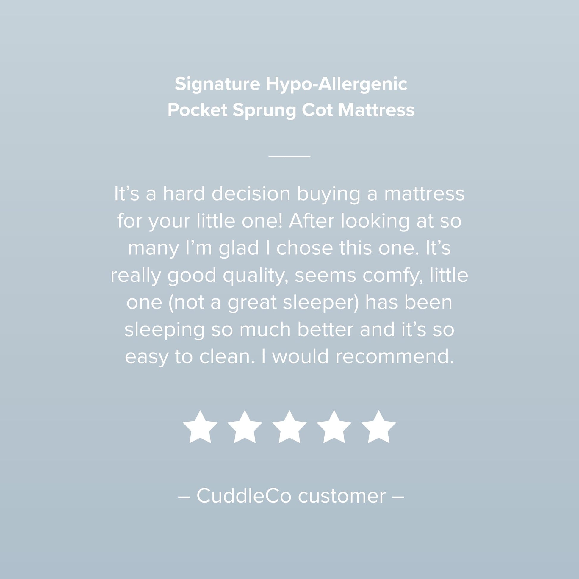Cuddle Co Signature Hypo Allergenic Bamboo Pocket Sprung Cot Mattress General Cuddle Co