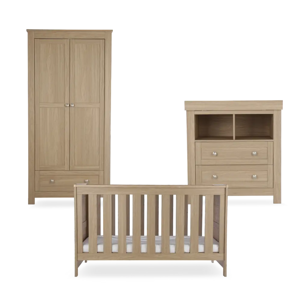 CuddleCo Burford Oak 3 Piece Nursery Furniture Set