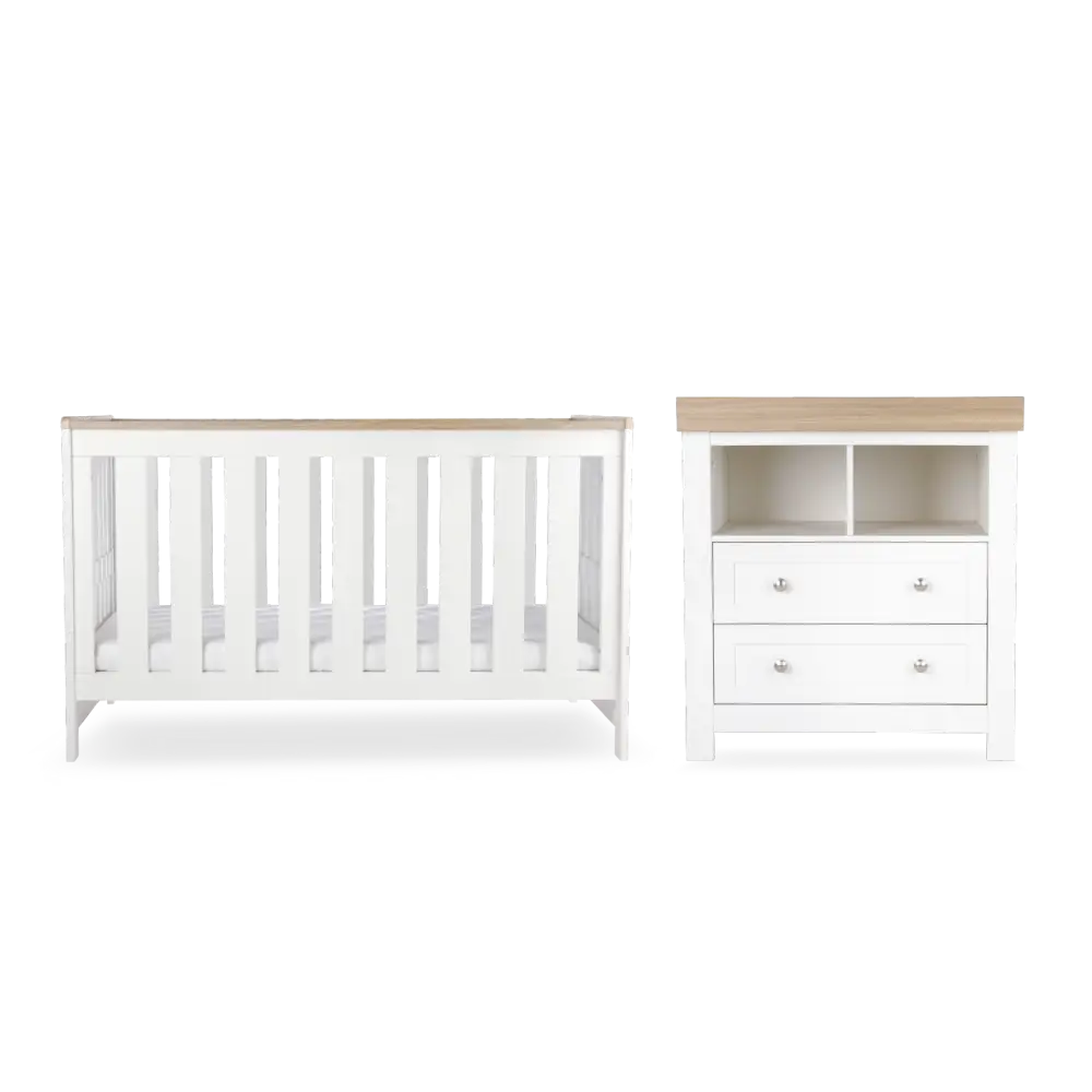 CuddleCo Burford White & Oak 2 Piece Nursery Furniture Set